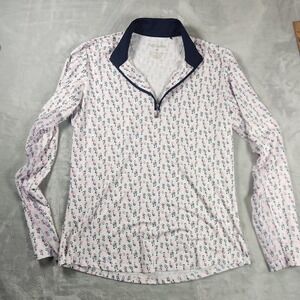San Soleil Medium Wine Glasses AOP 1/4 Zip Pullover Golf UPF 50 Walking